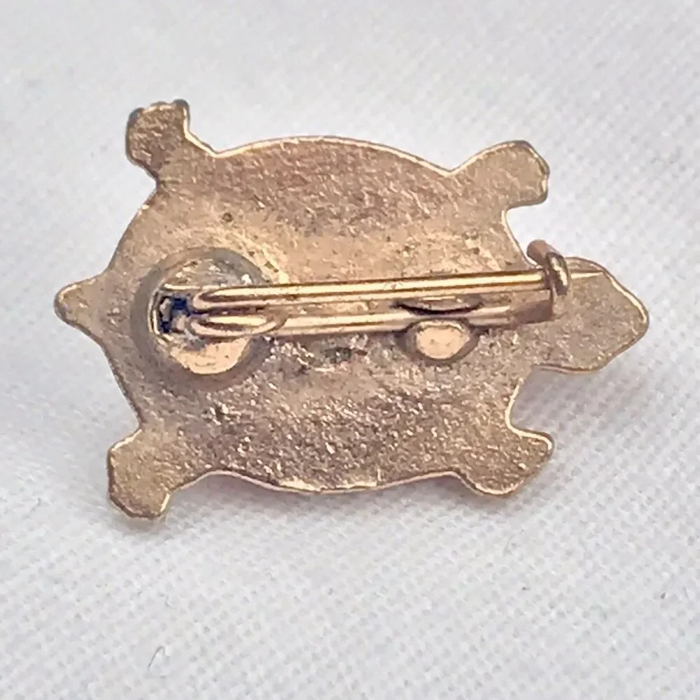 Turtle Pin Brooch Fancy Shell Enamel Jeweled Vintage